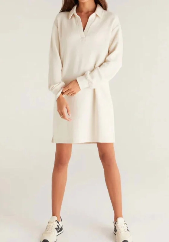 Aspen Sweatshirt Dress In Adobe White