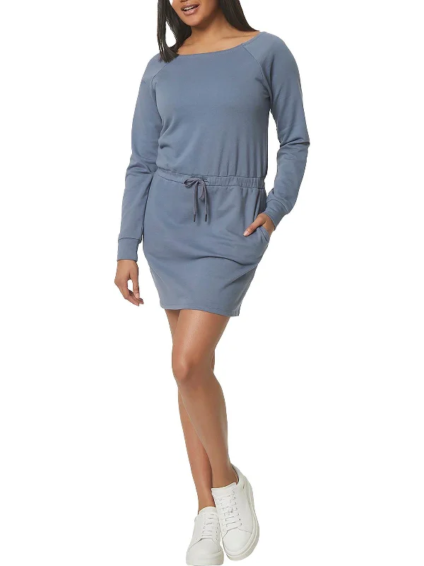 Womens French Terry Adjustable Waist Sweatshirt Dress