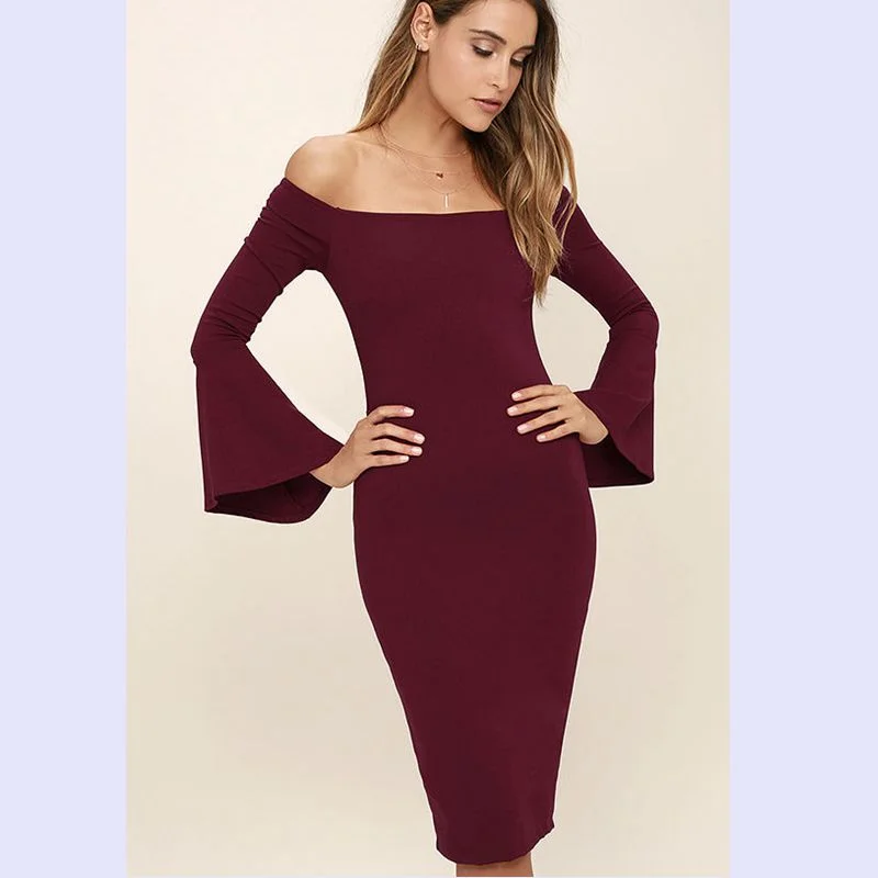 Women's Off Shoulder Bodycon Dress | Wear To Work Office Dress